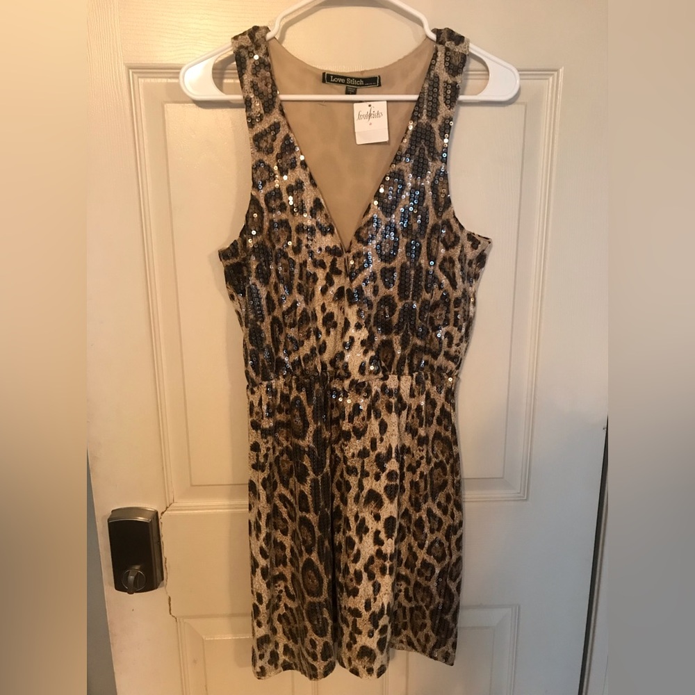 Leopard print sequence dress